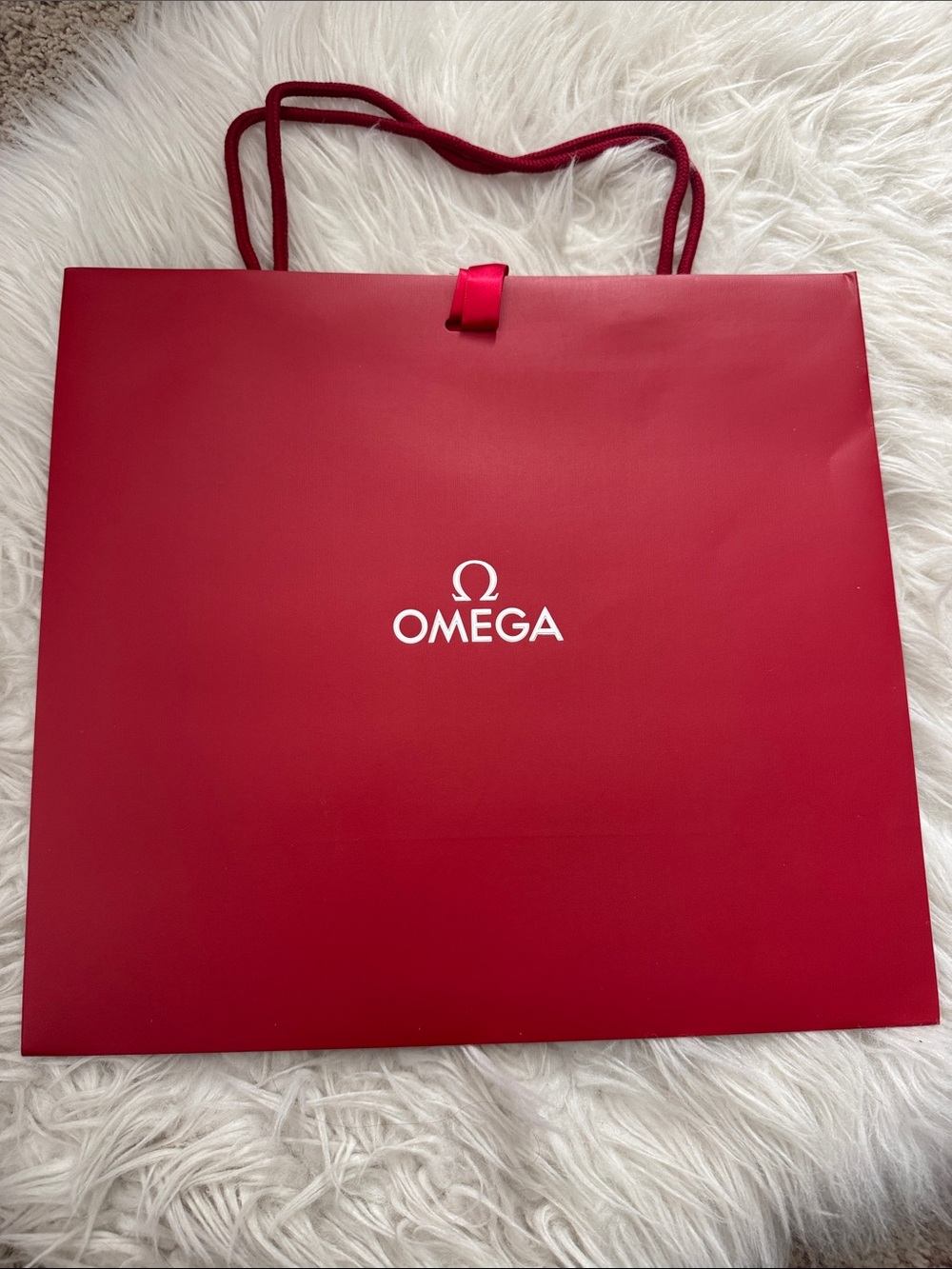 Omega Red Tote Shopping Bag with Rope Handles